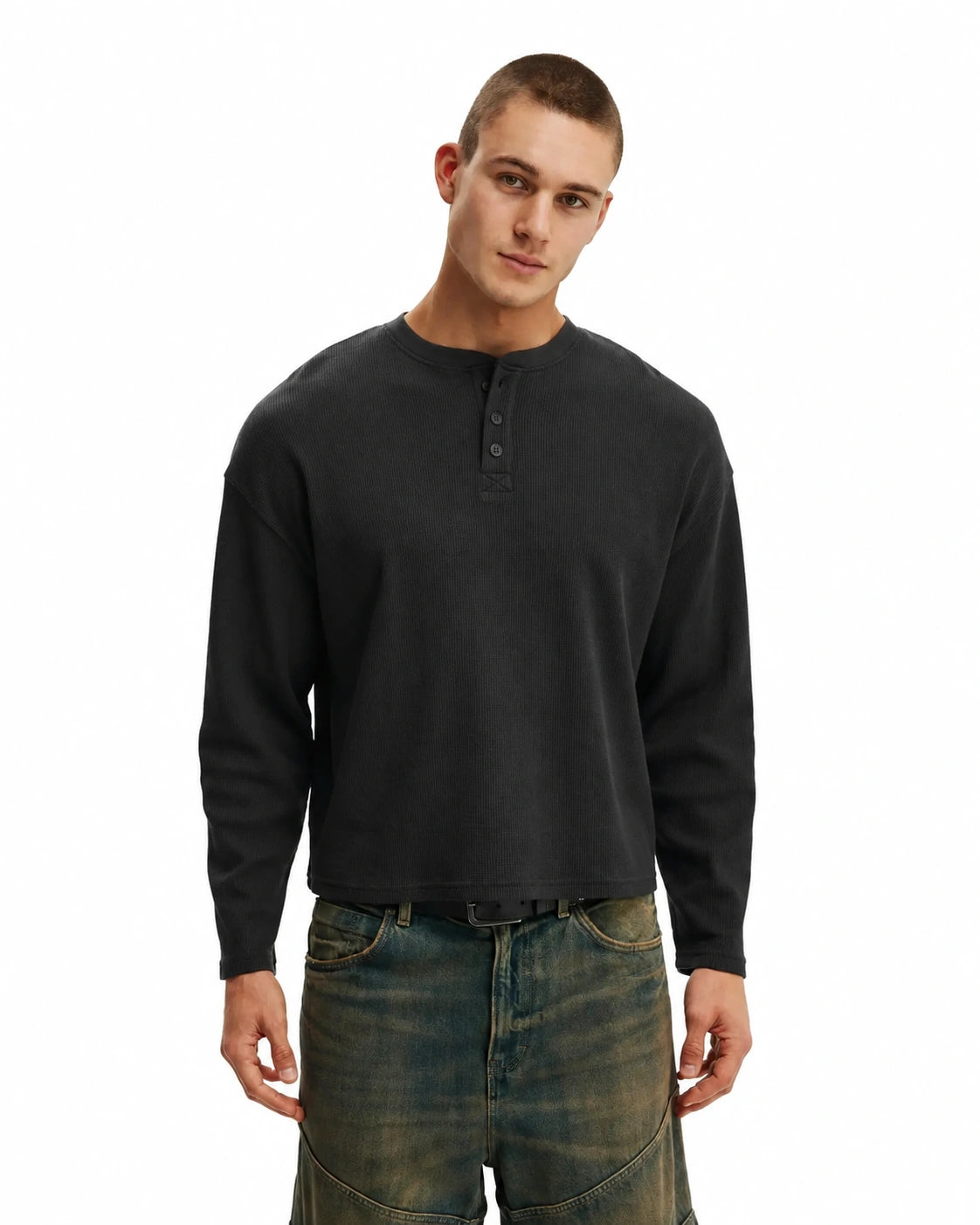The Signature Henley - Washed Black