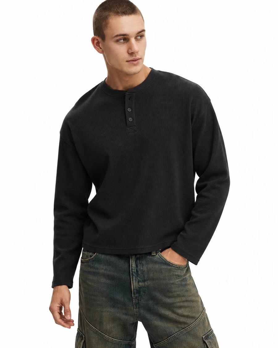 The Signature Henley - Washed Black