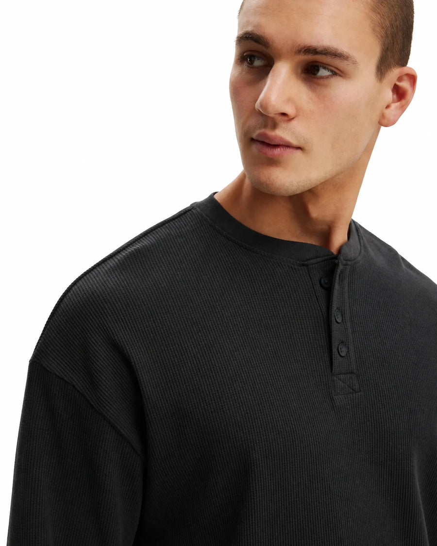The Signature Henley - Washed Black