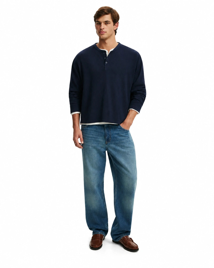 The Signature Henley - Vintage Navy